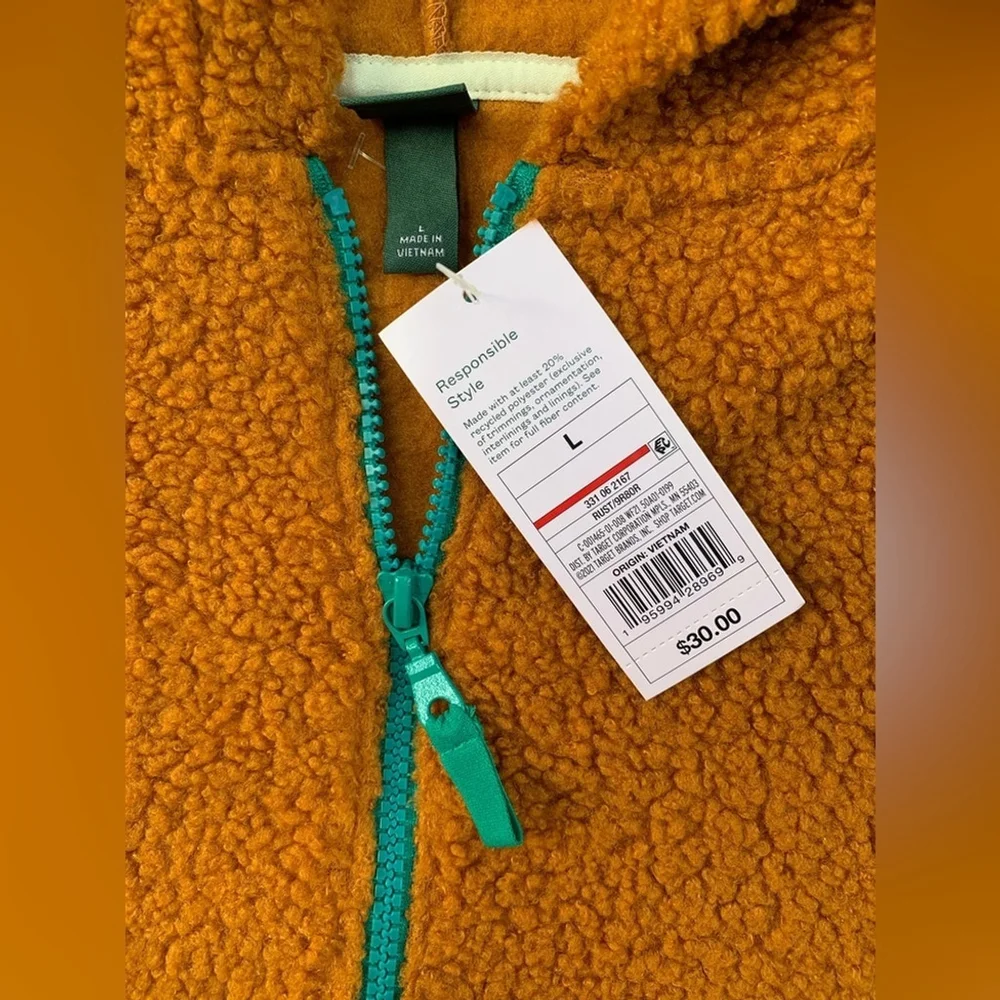 Wild Fable NWT Size Large Rust Sherpa Quarter Zip Cozy Pullover - Picture 4 of 6
